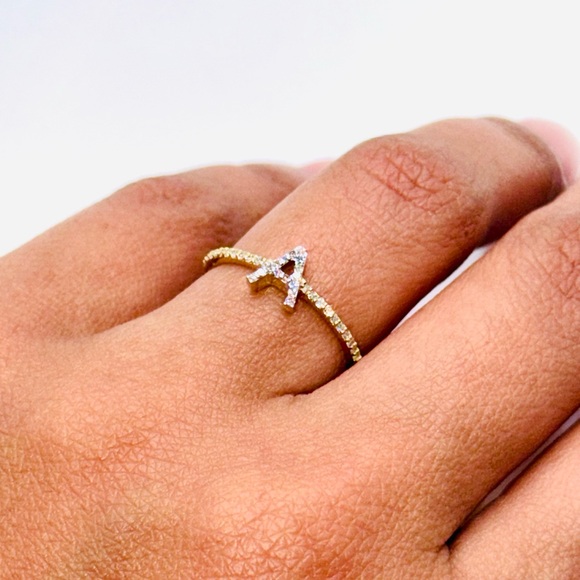 10k solid real gold personalized A initial real diamond ring, free appraisal WOW - Picture 4 of 4